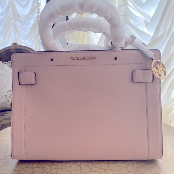 💗MICHAEL KORS💗RAYNE Medium Size leather satchel in powder blush. New with tags - Picture 3 of 16